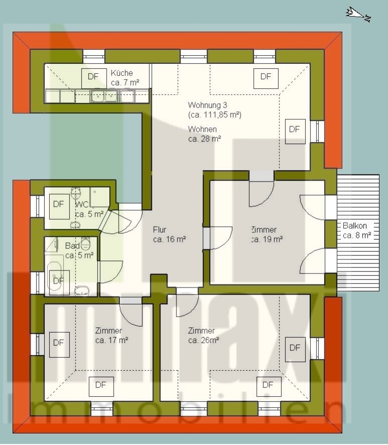 Grundriss Dachgeschosswohnung Leipzig