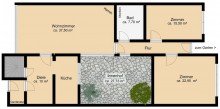 Grundriss MARKKLEEBERG + 3,5 RAUM REIHENHAUS + KURZE STRASSE + GARAGE UND GARTEN
