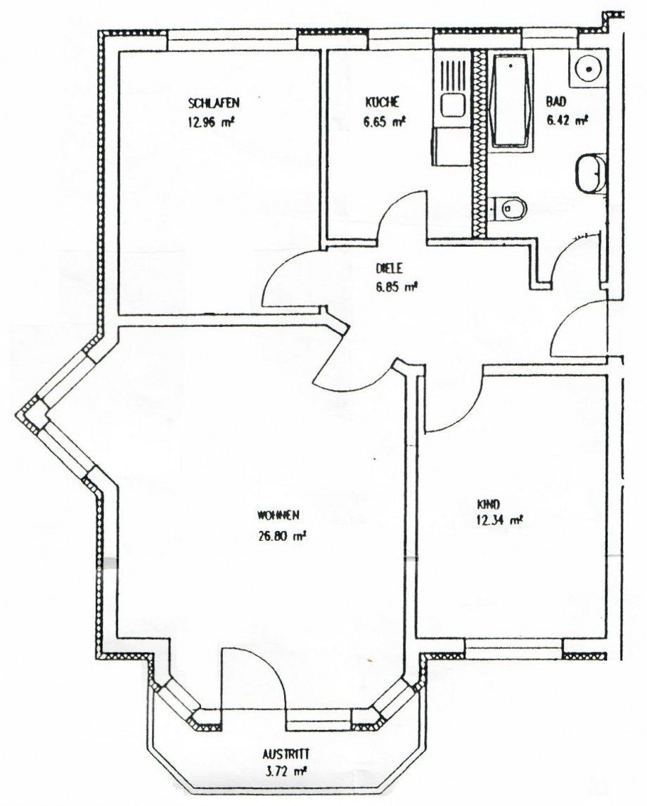 Grundriss Etagenwohnung Gro�p�sna