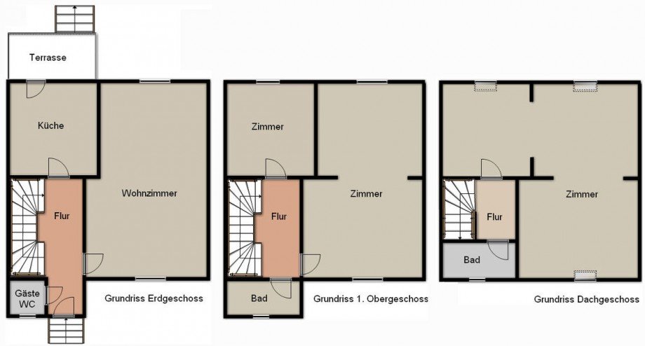 Grundriss Reihenmittelhaus Leipzig-Connewitz