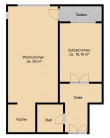 Grundriss WALDSTRASSENVIERTEL + 2 RAUM + BALKON + AUFZUG + PARKETT