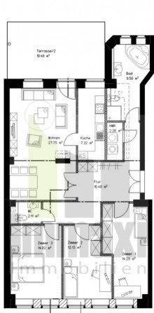 Grundriss ST�TTERITZ + 4 RAUM + FUSSBODENHEIZUNG + ERDGESCHOSS MIT TERRASSE