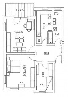 Grundriss GOHLIS S�D + 3 RAUM WOHNUNG MIT BALKON ZUM KAUF + GARAGE + VERMIETET