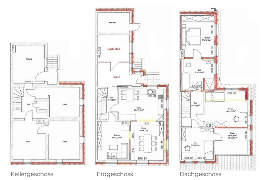 Grundriss Doppelhaush�lfte Delitzsch