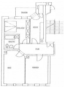 Grundriss 3 RAUM WOHNUNG + S�DBALKON + VERMIETET + PARKETT
