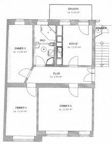 Grundriss ZENTRUM S�D + 3 RAUM WOHNUNG + S�DBALKON + EIGENNUTZER