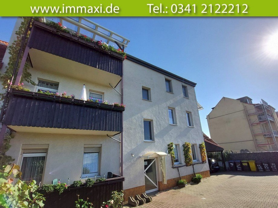 R�ckansicht-mit-Balkon Etagenwohnung Leipzig
