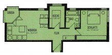Grundriss MARKKLEEBERG OST + 2 ZIMMER + LOGGIA + TRAUMHAFT RUHIG + STELLPLATZ