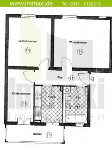 Grundriss WE11 1OG links TAUCHA + 3 ZIMMER WOHNUNG + PARKETT + BALKON + ERSTBEZUG