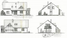 Hausansicht Zeichnungen AMMELSHAIN + EINFAMILIENHAUS ZUM KAUF + POOL + DOPPELGARAGE