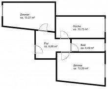 Grundriss LINDENAU + 2 RAUM WOHNUNG ZUM KAUF + RENOVIERUNGSBEDARF