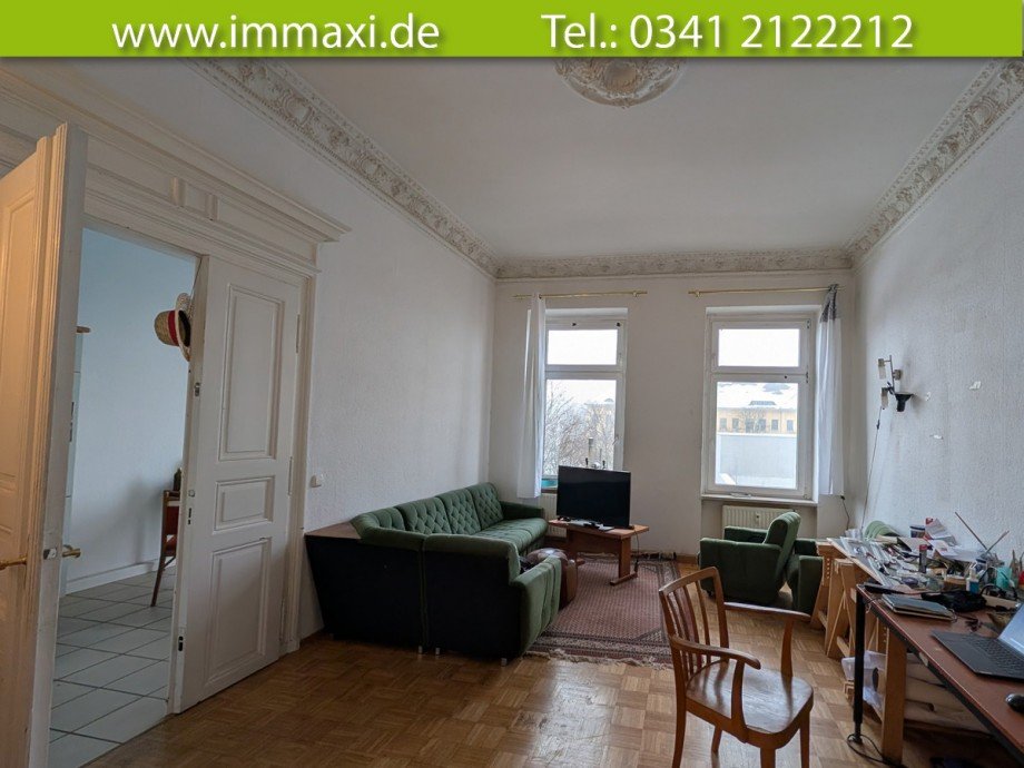 Wohnzimmer-(2) Etagenwohnung Leipzig