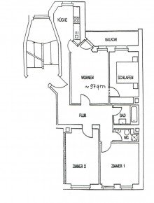 Grundriss REUDNITZ + 4 RAUM WOHNUNG + BALKON + VERMIETET