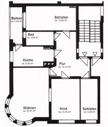 Grundriss GOHLIS S�D + 4 RAUM WOHNUNG MIT BALKON ZUM KAUF
