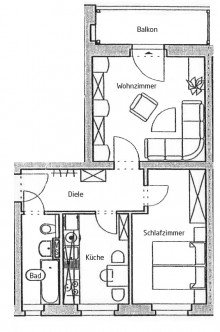 Grundriss-WE19 L�SSNIG+ 2 RAUM WOHNUNG ZUM KAUF + BALKON + VERMIETET