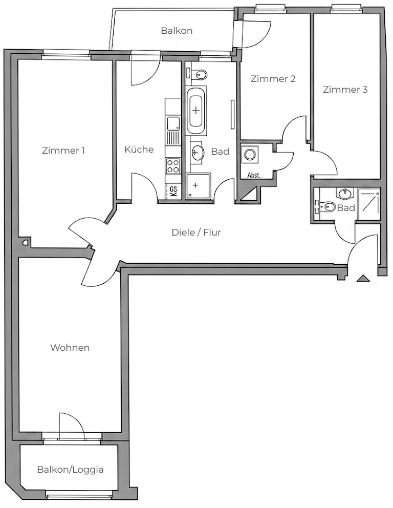 Grundriss Etagenwohnung Leipzig