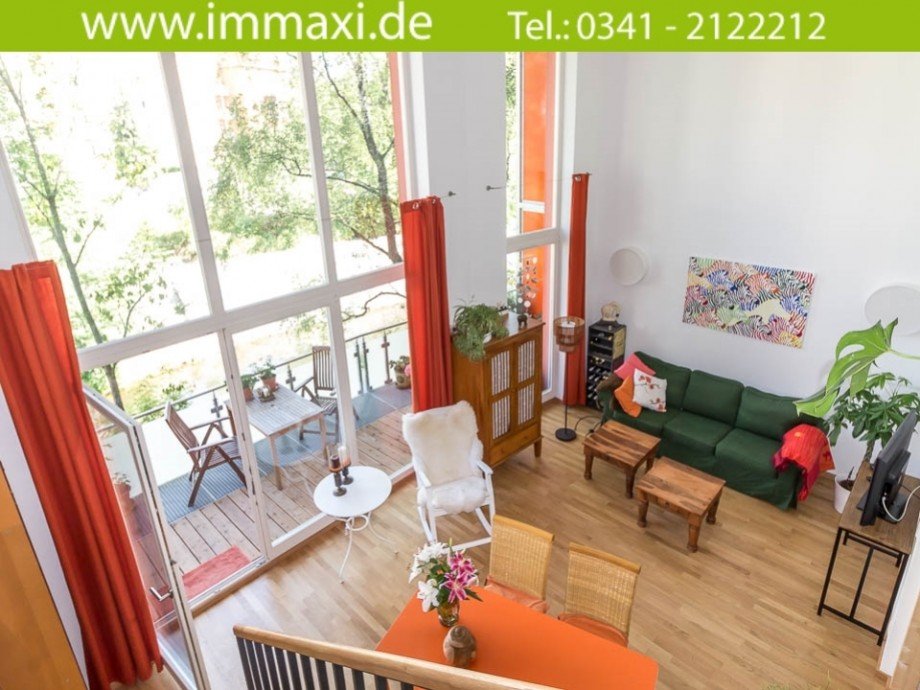 Blick von oberer Ebene Etagenwohnung Leipzig