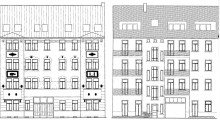 Hausansicht-Zeichnung-Vorder--und-R�ckseite ZENTRUM S�D + 3 RAUM WOHNUNG + S�DBALKON + EIGENNUTZER
