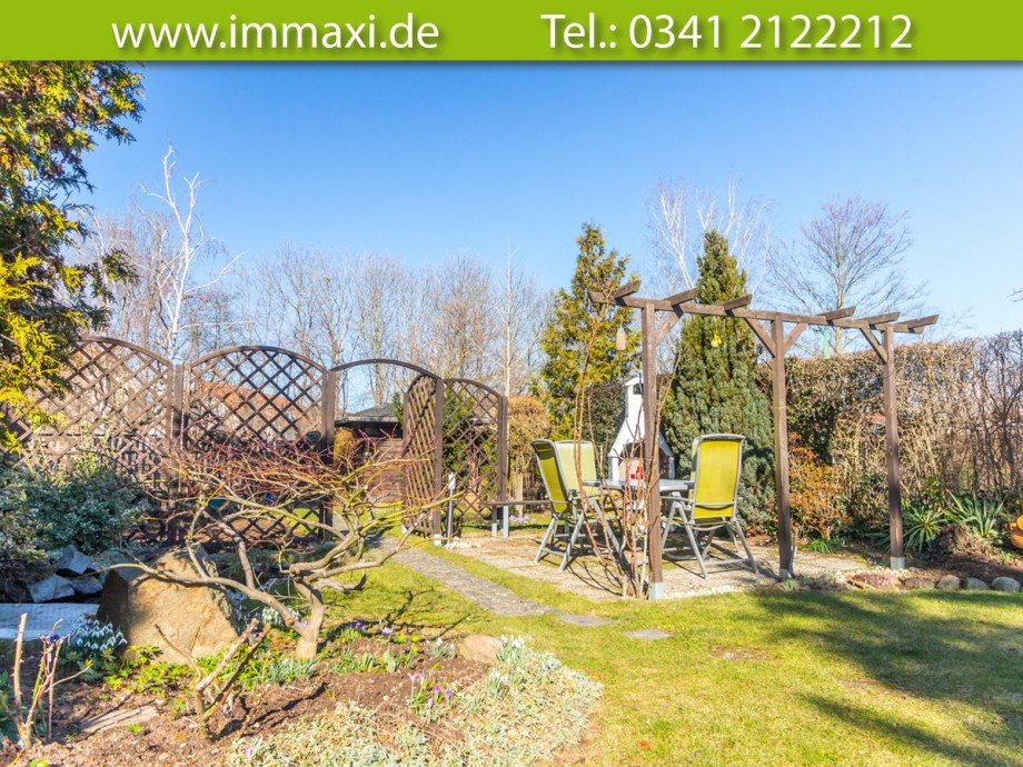 Sitzecke-im-Garten Reihenmittelhaus Markkleeberg
