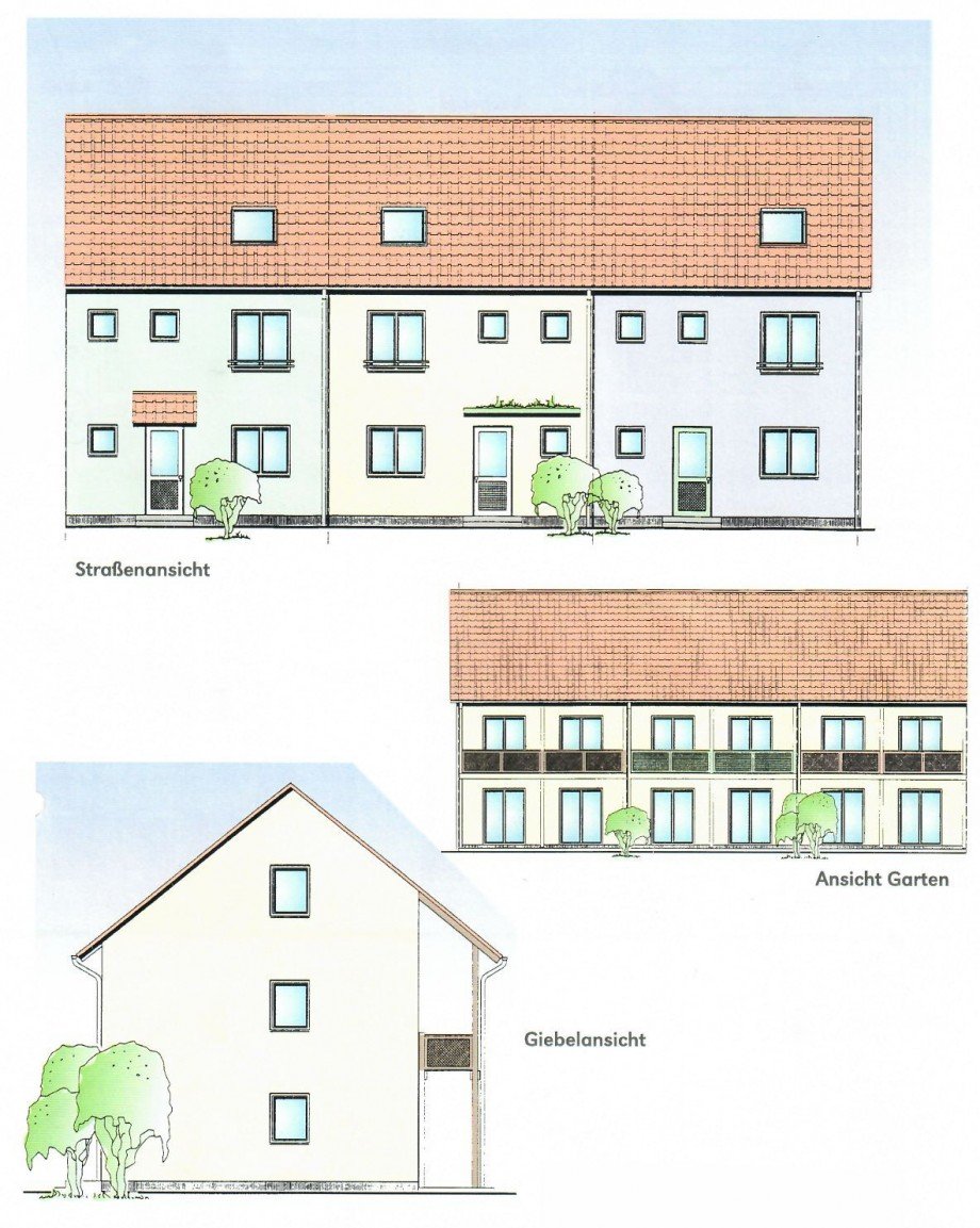 Hausansicht Zeichnung Reihenmittelhaus Leipzig