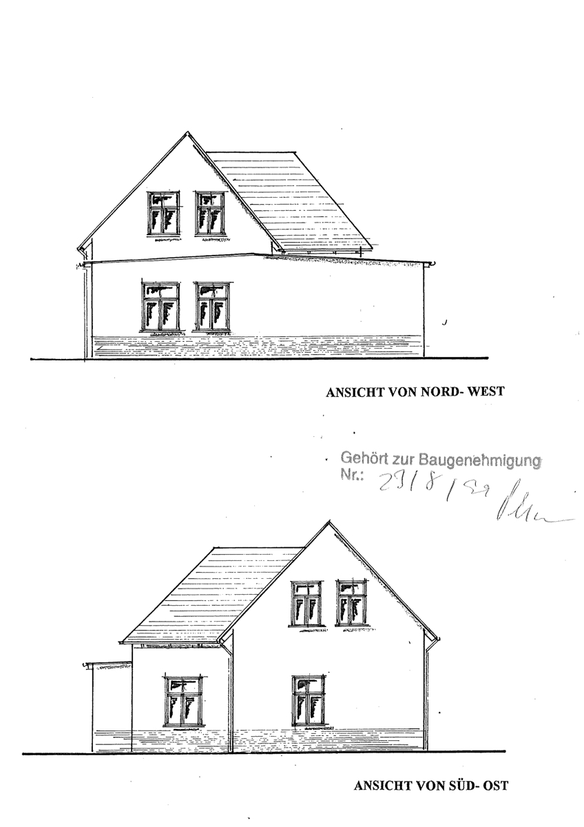 Hausansicht-Zeichnung Einfamilienhaus L�tzen / Michlitz