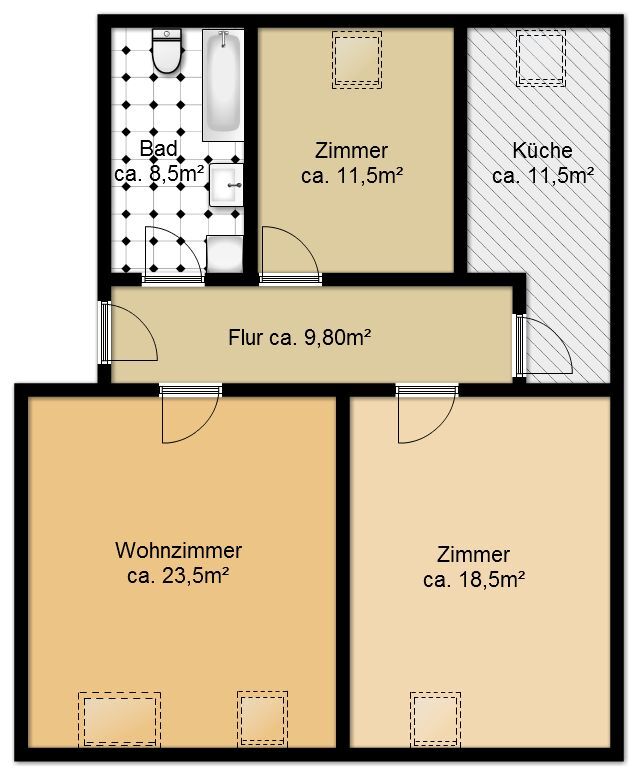 Grundriss Dachgeschosswohnung Leipzig