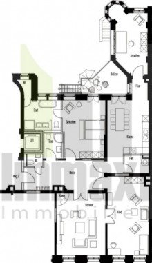 Grundriss ZENTRUM WEST + 4 RAUM WOHNUNG + EIGENER GARTEN + PARKETT + STUCK + GARAGE