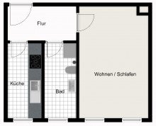 Grundriss S�DVORSTADT + 1 RAUM WOHNUNG + VERMIETET  + 2. OBERGESCHOSS