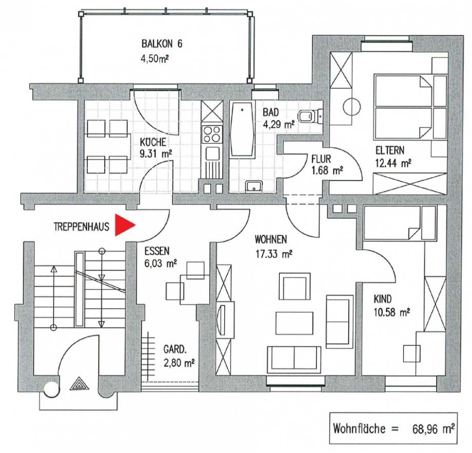 Grundriss Erdgeschosswohnung Leipzig-Wahren