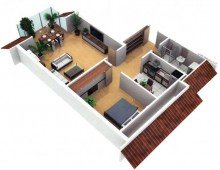 Grundriss 3D ZWENKAU + 2 RAUM DACHGESCHOSS + EIGENNUTZER ODER FERIENWOHNUNG