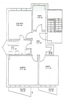 Grundriss LAUSEN + 3 RAUM WOHNUNG + F�R ANLEGER + 2 BALKONE + TG-STELLPLATZ + VERMIETET