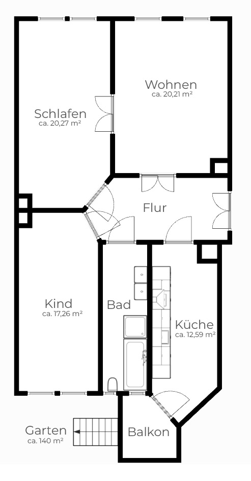 Grundriss Erdgeschosswohnung Leipzig