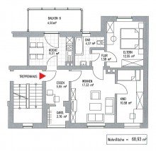 Grundriss WAHREN + 3 RAUM WOHNUNG + 2.OG + BALKON