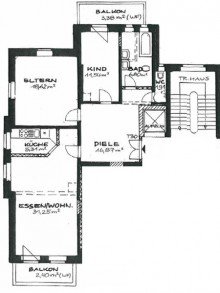 Grundriss GOHLIS S�D + 3 RAUM WOHNUNG MIT 2 BALKONEN IN BESTLAGE