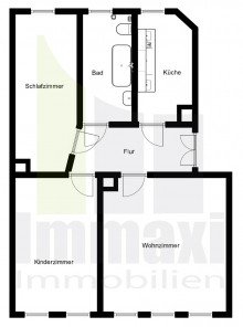 Grundriss CONNEWITZ + 3-RAUM WOHNUNG HOCHPARTERRE + VERMIETET