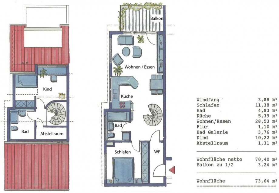 Grundriss-Neu Maisonettewohnung Leipzig