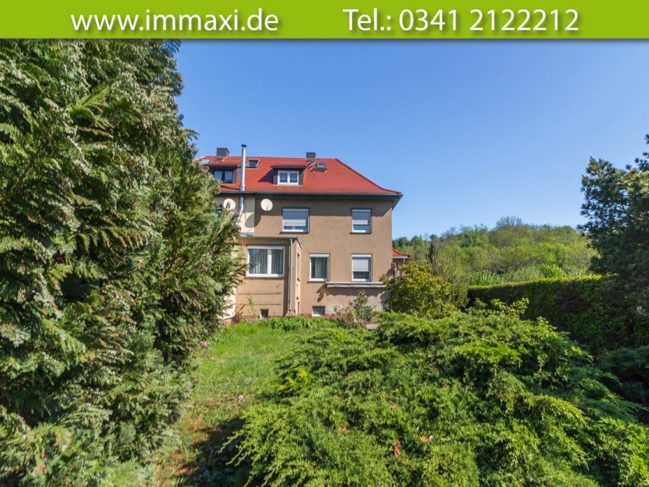 Hausansicht-S�dseite-Garten Doppelhaush�lfte Leipzig