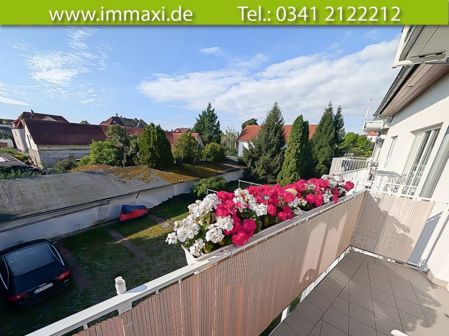 Ausblick-vom-Balkon Etagenwohnung Leipzig