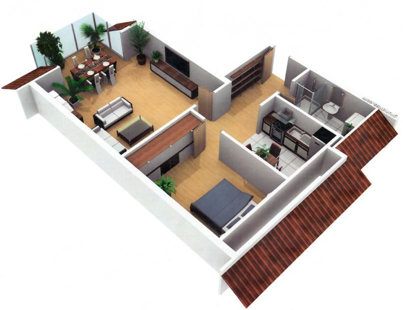 Grundriss 3D Etagenwohnung Zwenkau