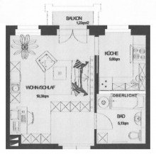 Grundriss GOHLIS S�D + 1 RAUM WOHNUNG + VERMIETET +  PARKETT + KLEINER BALKON