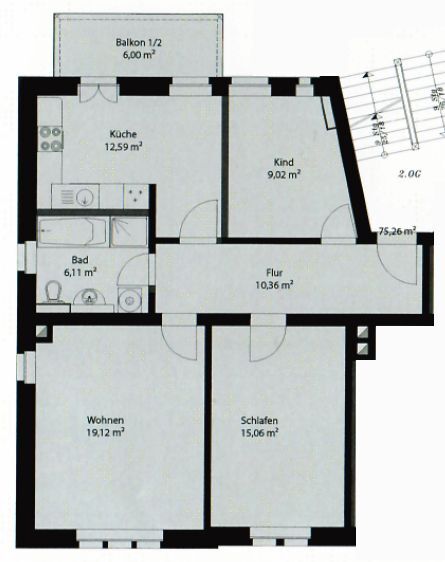 Grundriss Etagenwohnung Leipzig