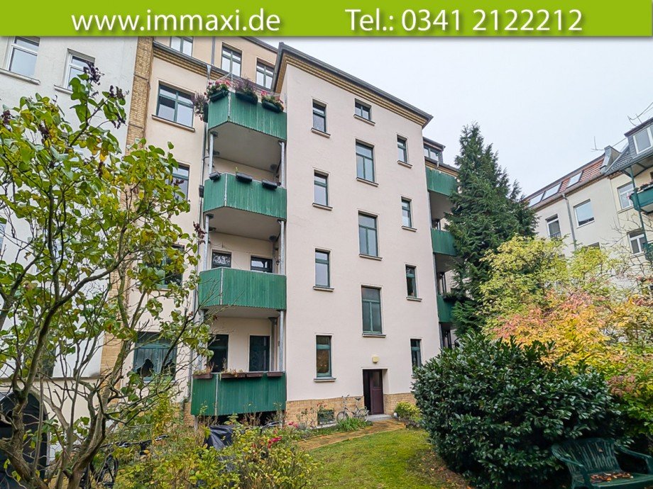 Hausansicht R�ckseite Etagenwohnung Leipzig