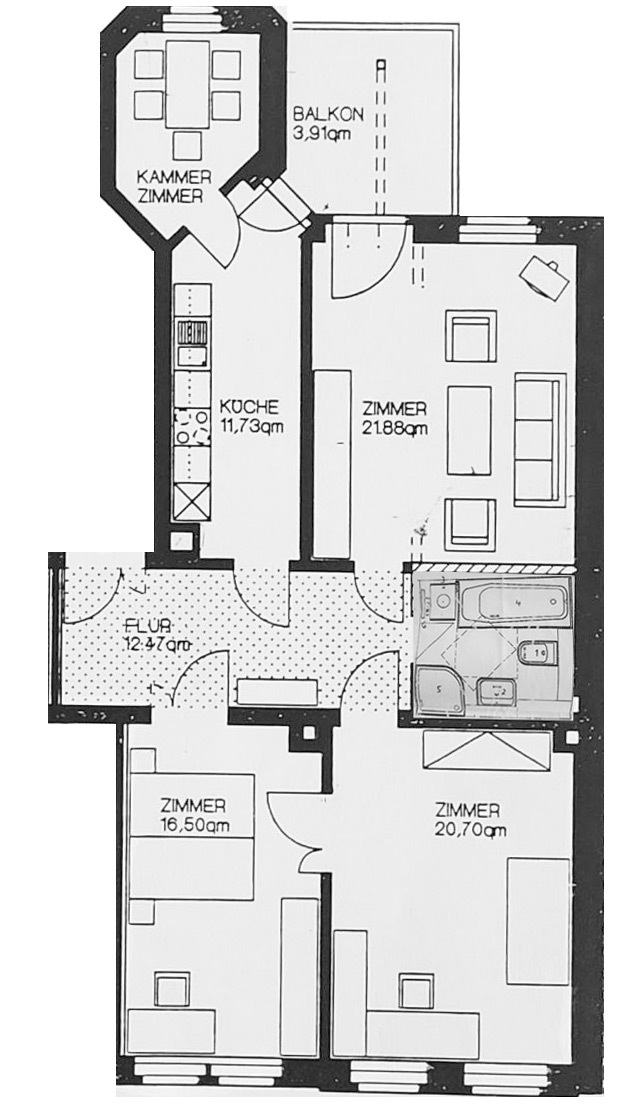 Grundriss Etagenwohnung Leipzig-Waldstra�enviertel