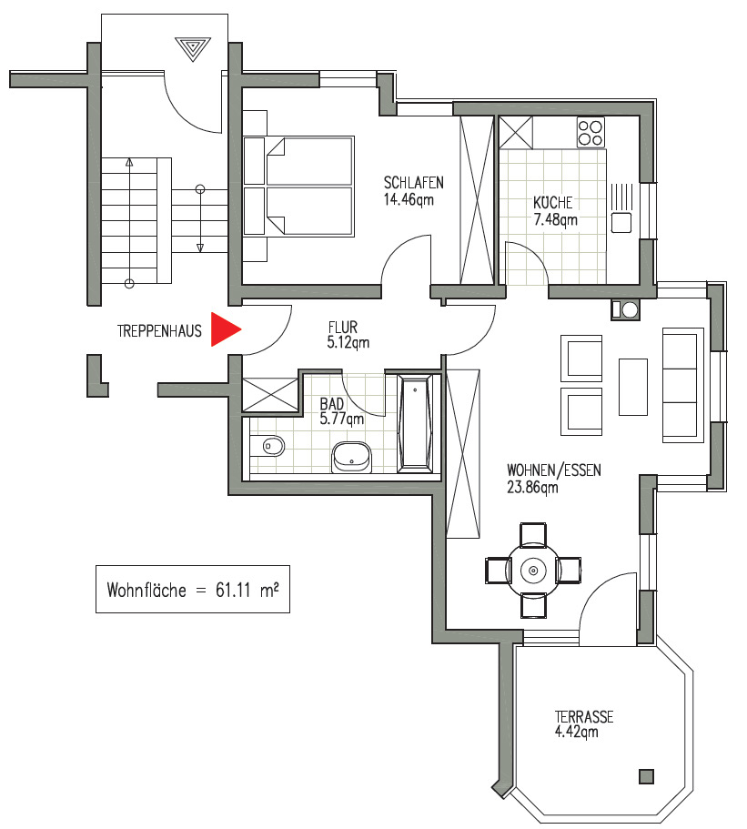 Grundriss Erdgeschosswohnung Markkleeberg