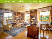 EG Wohnbereich Bibliothek ZWENKAU + TRAUMHAUS ZUM KAUF + 6 ZIMMER + MIT WEITBLICK