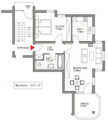 Grundriss KURZFRISTIG ANSCHAUEN + MARKKLEEBERG + 2 RAUM WOHNUNG + TERRASSE